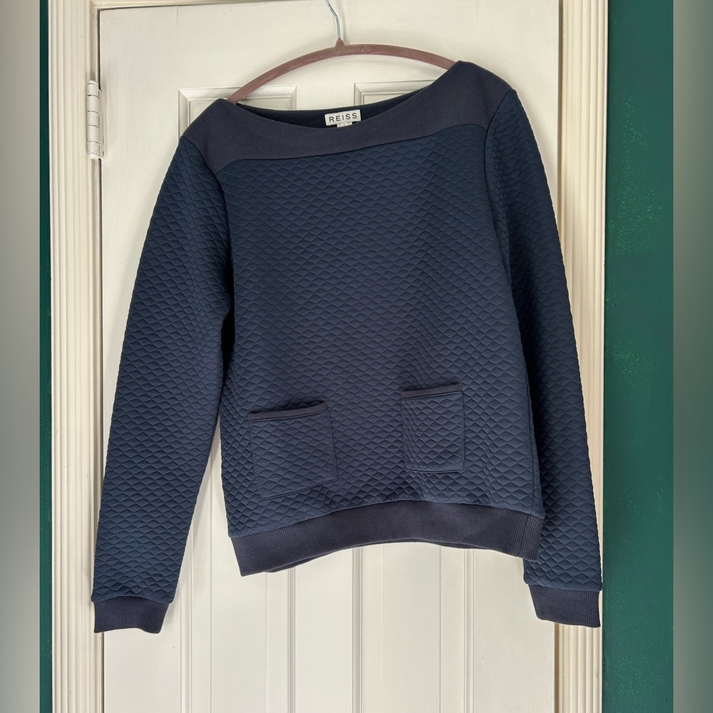 Reiss navy quilted jumper size large